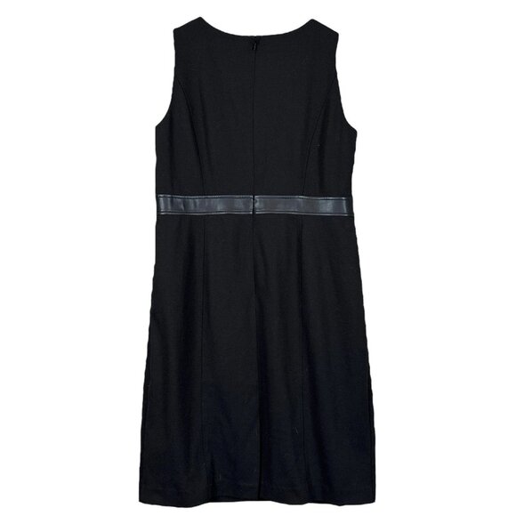 Kasper Faux Leather Waist Sleeveless Cocktail Career Dress Black Size 14W - Picture 2 of 6